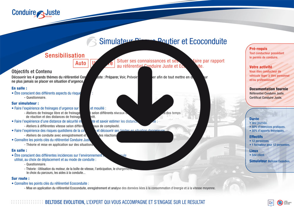 Programme CJ Risque Routier et éco-conduite sur simulateur à télécharger