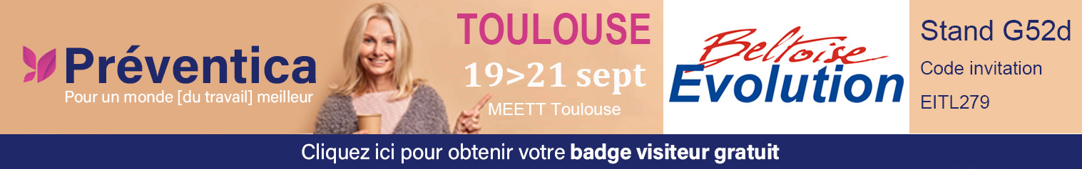 Bannière d'invitation au salon Preventica Toulouse 2023
