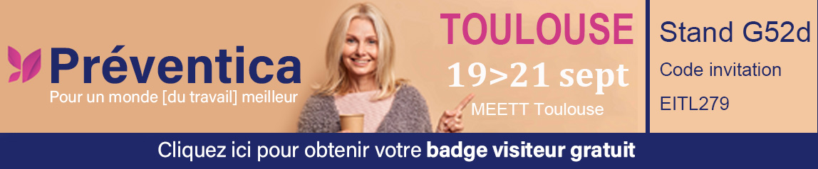 Bannière d'invitation au salon Preventica Toulouse 2023
